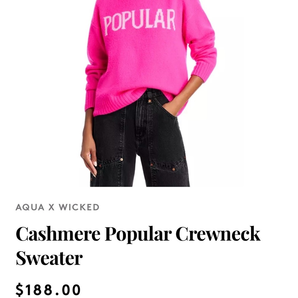“Popular” Crewneck Sweater In Bright Pink View 2
